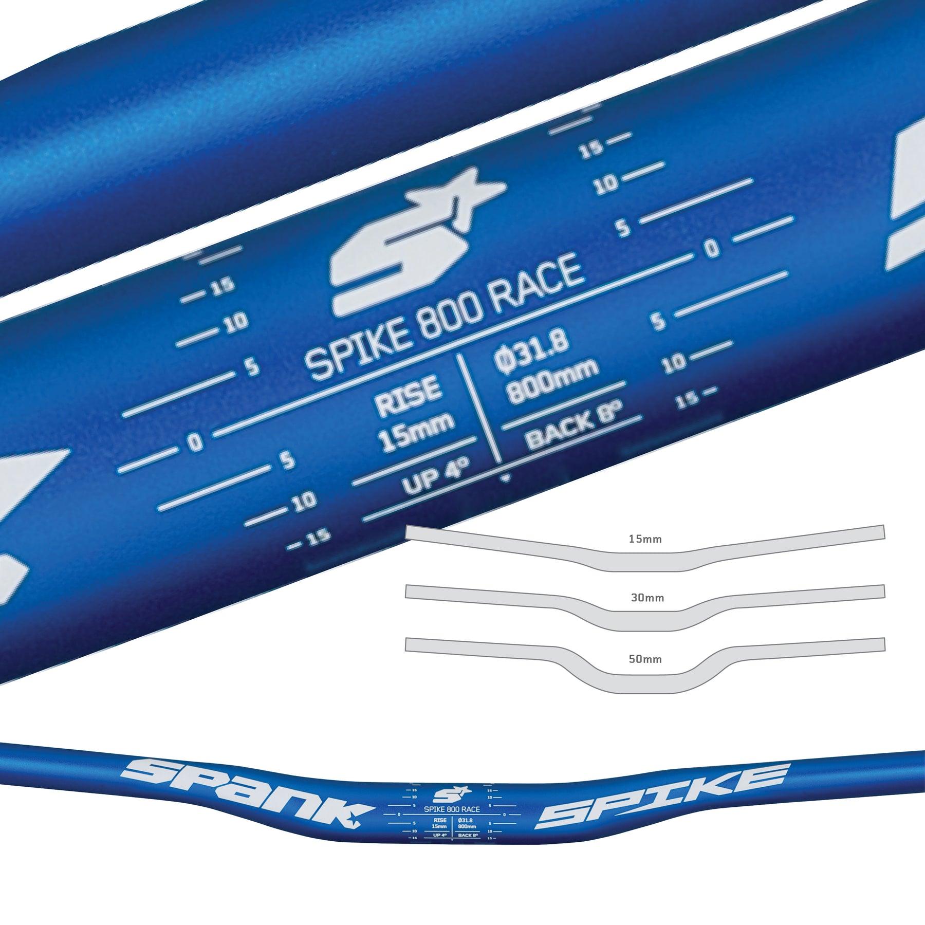 Manubrio Spank Spike 800 Race, 800 Mm, Rialzo 30 Mm, Morsetto 31,8 Mm, Grigio/nero - Foto 6